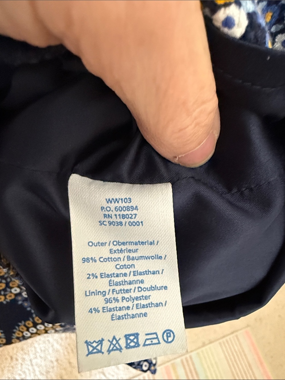 Boden Sleeveless Navy and Mustard Print Women's Dress size 14L - Picture 10 of 10